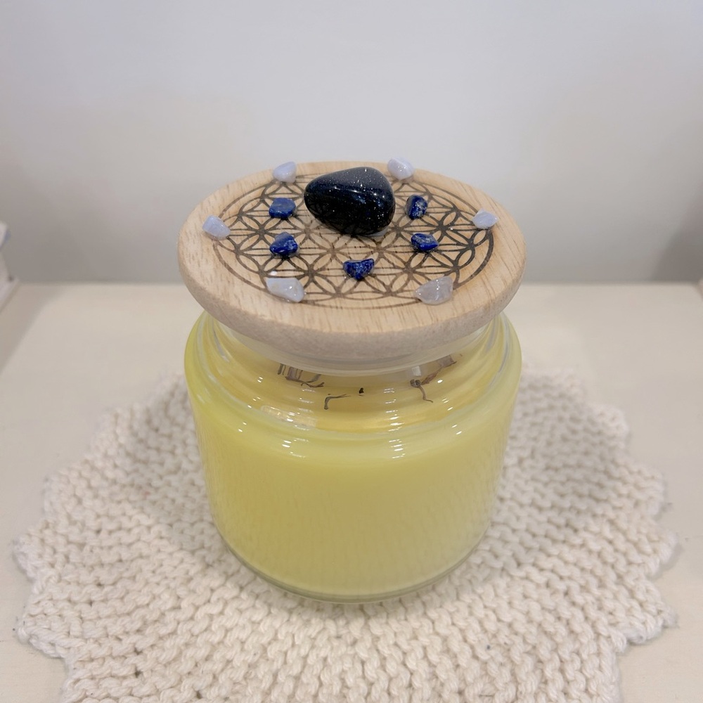 Crystal grid intention candle with lapis stones new witchcraft spell witch